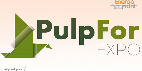 PulpFor EXPO exhibition graphics with green origami bird and EnergoFront logo