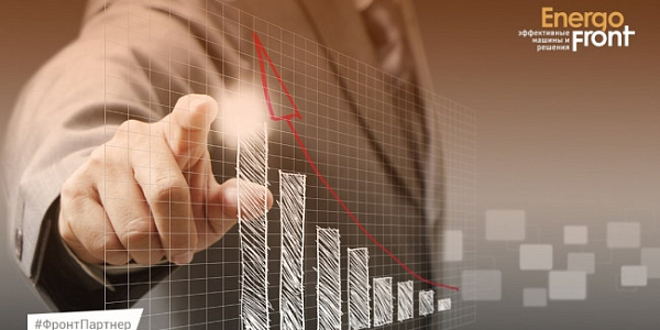 A hand in a business suit points to a growing graph with a red arrow up
